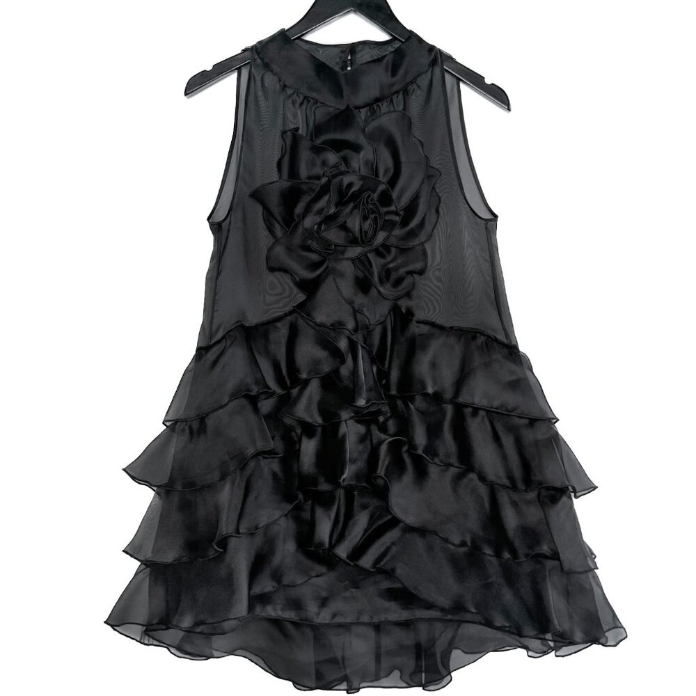 Anne Fontaine Black Silk Organza Layered Sleeveless Aubrey Top